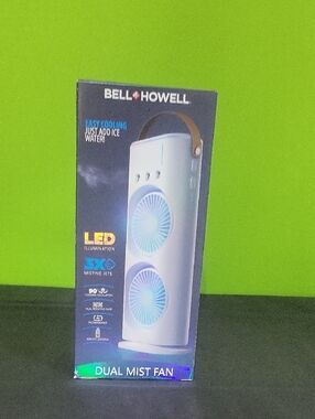 White Dual Mist Fan - Portable LED Cooling